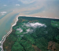 Punta Caribana en límite oriental del golfo de Urabá, el más amplio del país, que al occidente tiene su término en cabo Tiburón, en la frontera con Panamá.