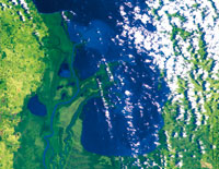 Imagen satelital del Golfo de Urab y del plano deltaico del ro Atrato.